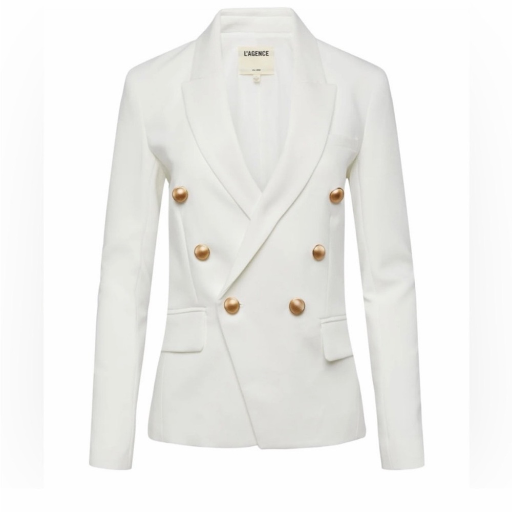 L'AGENCE White Blazer with Gold Accents size 6